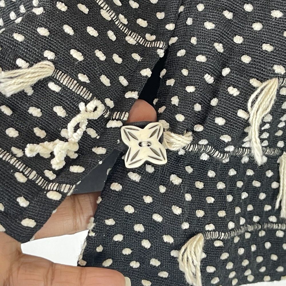 1980s VTG Women’s Jacket size L New Directions Black Textured Abstract Tassel - Picture 7 of 15